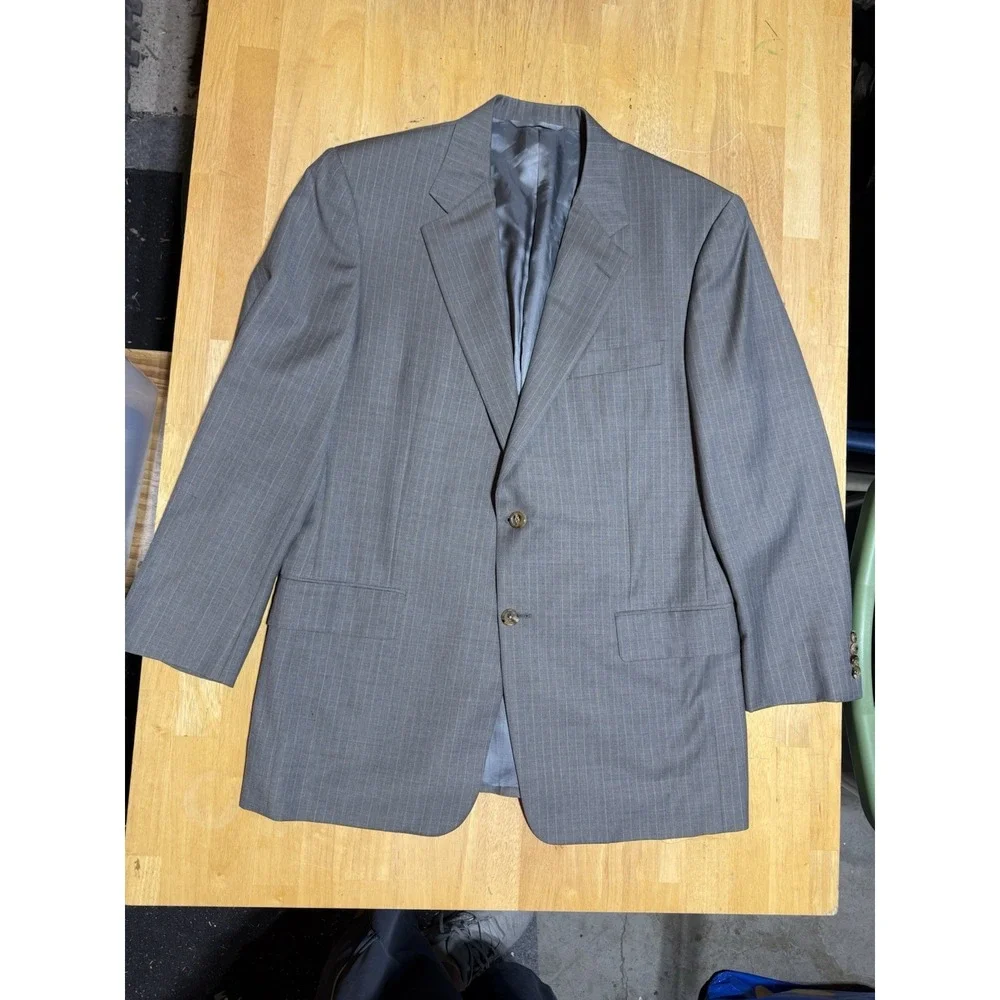 Hickey Freeman Nordstrom Blazer 41R Gray Pinstripe Wool USA Union Made